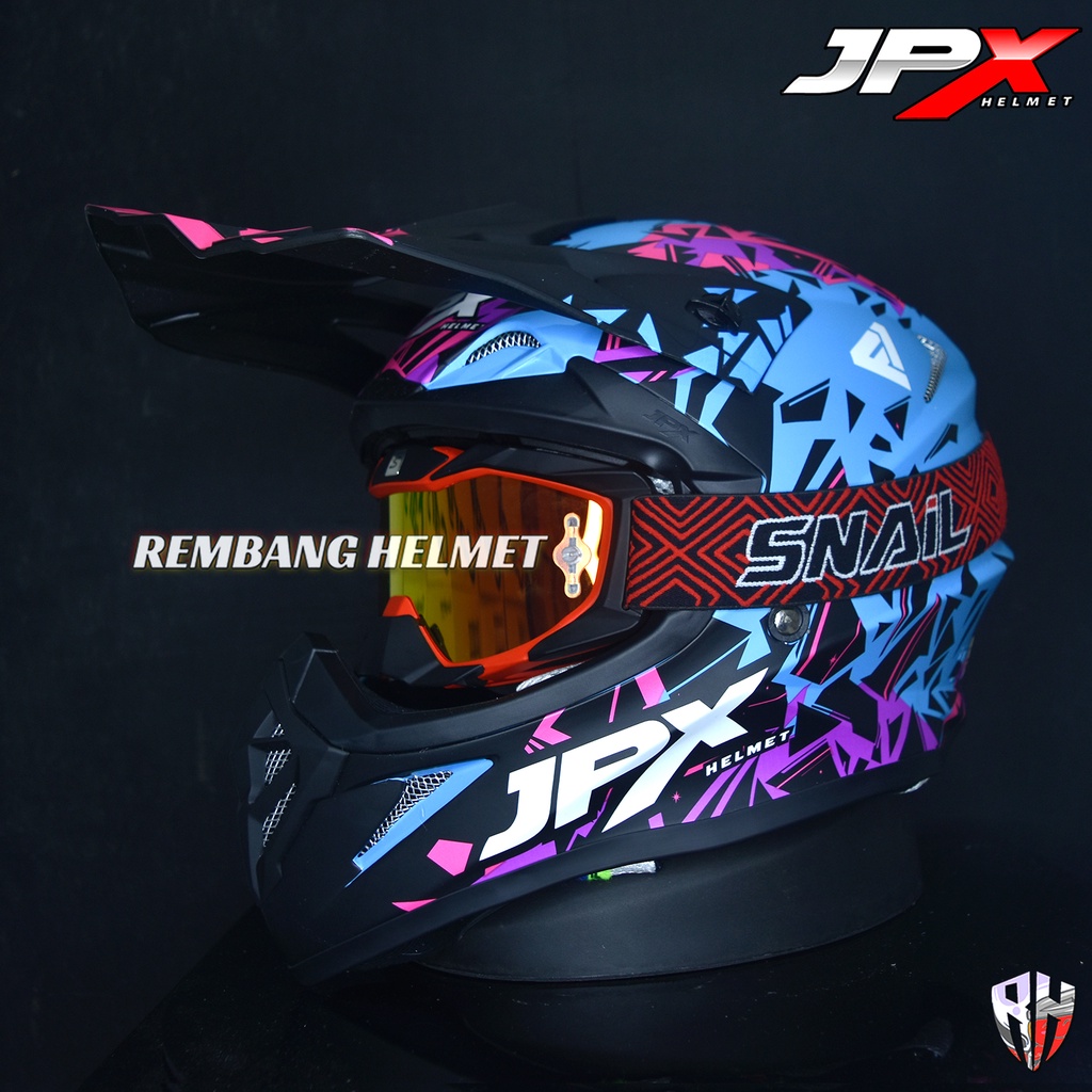 HELM JPX CROSS_FOX1 X33 - BLUE DOFF PAKET GANTENG GOOGLE SNAIL HELM JPX KLX ORIGINAL HELMET MOTO TRAIL SUPERMOTO HELM FULL FACE MOTO CROSS TERBAIK-MX36 MATT RED/RED
