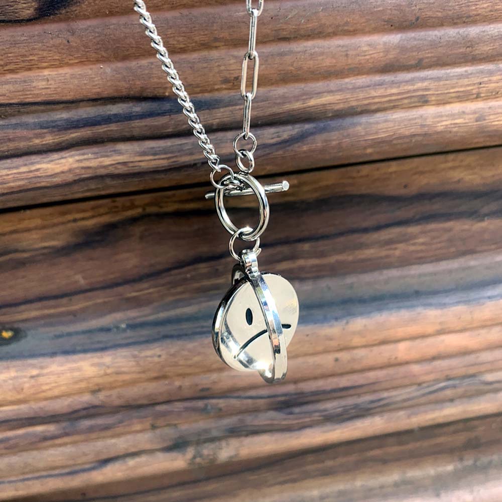 MXBEAUTY Trendy Circle Necklaces Hiphop Fashion Jewelry Clavicle Chain Smiley Face Punk Men OT Buckle Personality For Women Choker