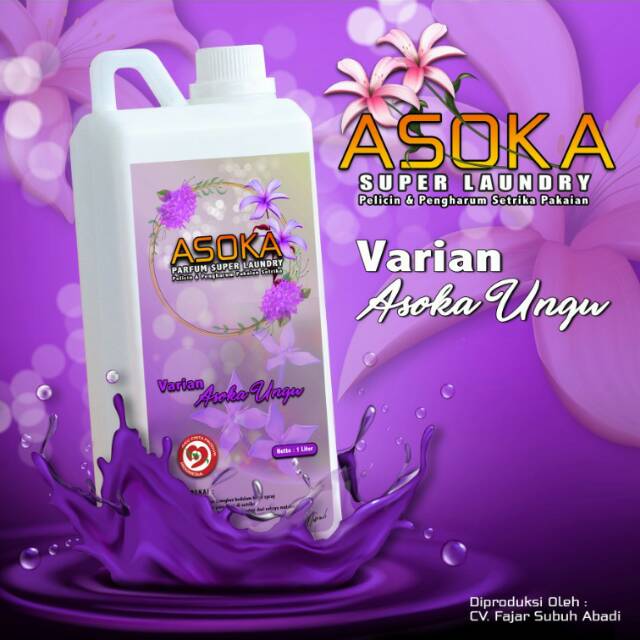 Asoka Parfum Super Laundry, Pelicin & Pengharum Pakaian, Aroma Mawar Super Laundry Aroma Mawar