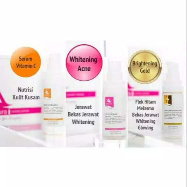 Serum Amura Brightening Gold Whitening Acne Vitamin C Bpom 3 Pcs Mix Shopee Indonesia