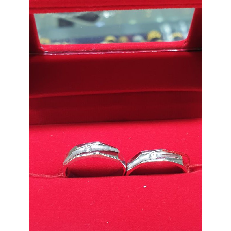 cincin nikah cincin pasangan emas putih kadar 750