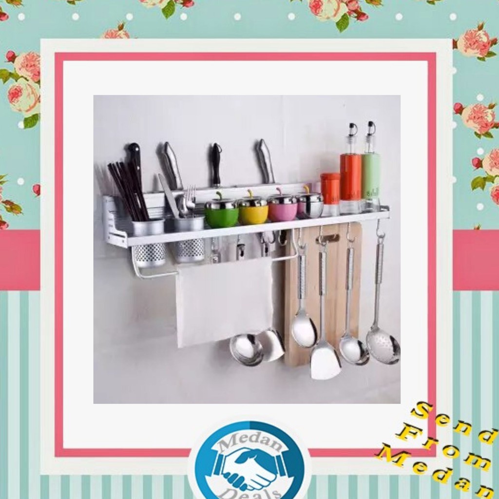  Rak  Dinding Dapur  Aluminium Mini  Kitchen Rack Bumbu 