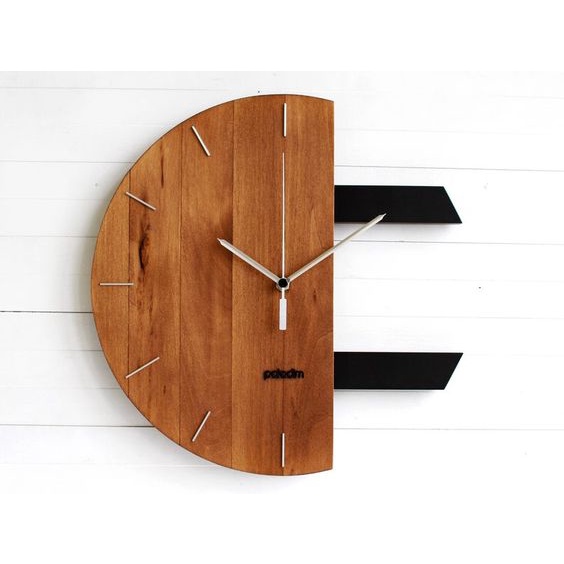 Jam Dinding kayu Jati Model Setengah Lingkaran