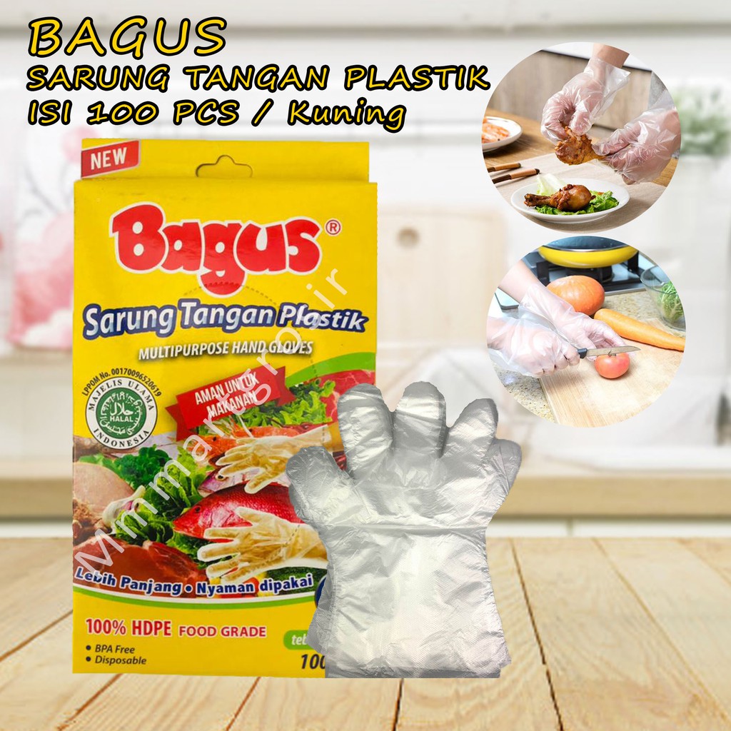 BAGUS SARUNG TANGAN PLASTIK ISI 100 PCS/KUNING