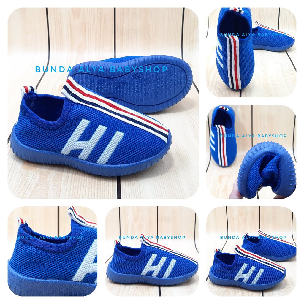 Sepatu Anak Laki Sneakers IMPORT Usia 3 4 Tahun BIRU - Sepatu Anak Lentur Size 29 - 31 Alas Karet Anti Licin