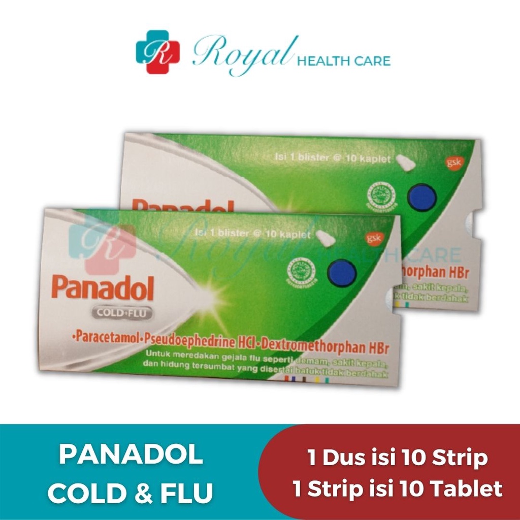 Panadol Cold dan Flu Box 100 Tab meredakan gejala Flu, Batuk &amp; Demam KEMASAN BARU