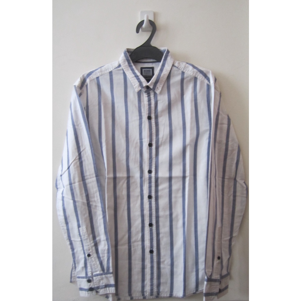 Kemeja Boombboogie Lengan Panjang Garis-Garis Biru