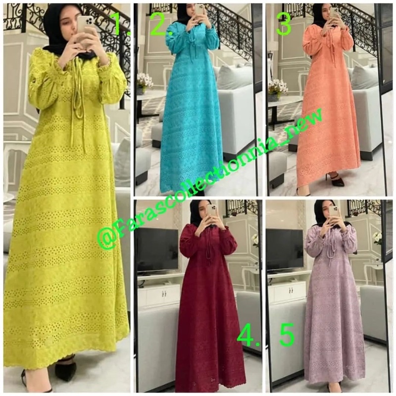 Midi Dress/Gamis Katun Bordir /Brukat ori By Edness Kayla