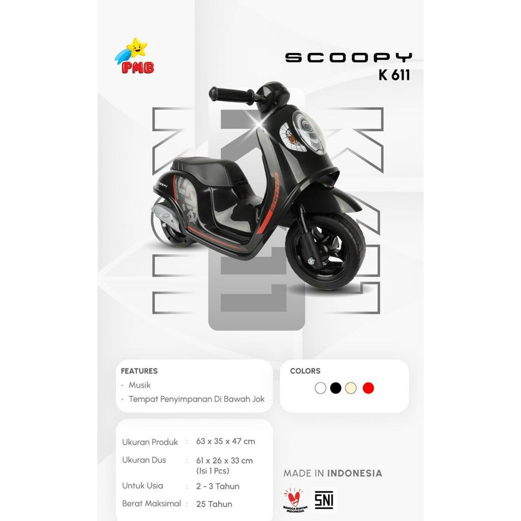 MAINAN ANAK MOTOR FOOT TO FLOOR K611 HONDA SCOOPY BY PMB TOYS - GOWES LAJU