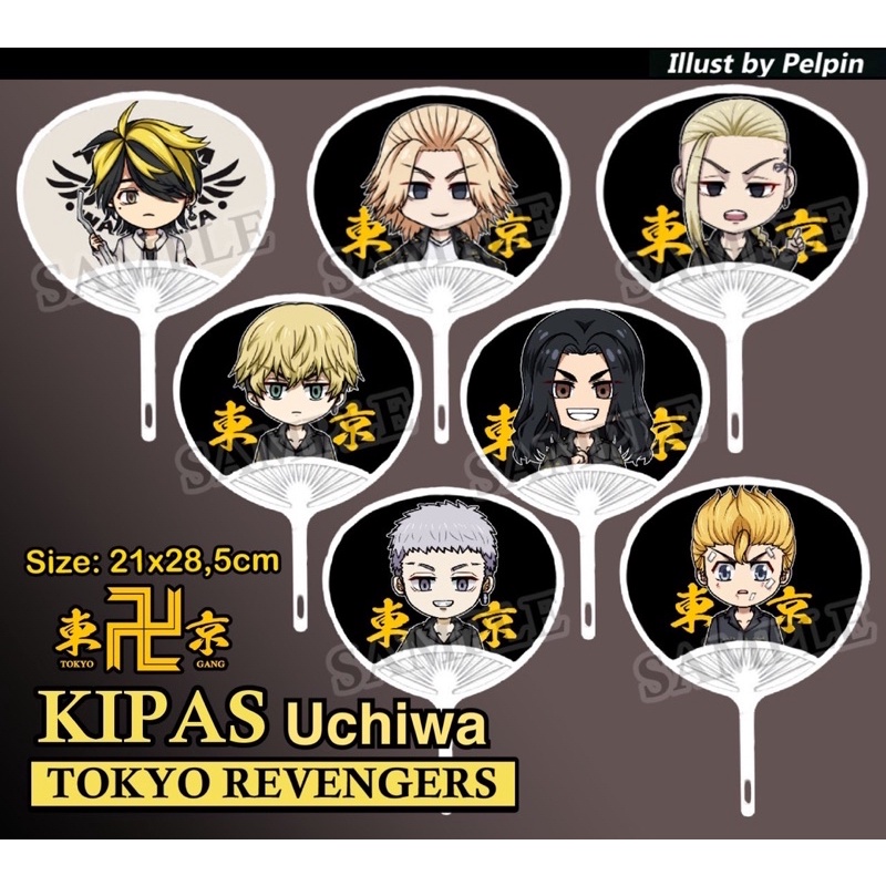 kipas uchiwa kipas festival kipas batang kerang kipas tokyo revenger touman toman mikey draken chifuyu baji kazutora mitsuya takemitchy walhalla valhalla kipas anime jepang