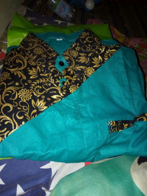 Distro Batik Hrb026 Kenongo Kemeja Tosca Pende Pekalongan Padi M L Xl Sogan Tulis Halus Kemeja Batik