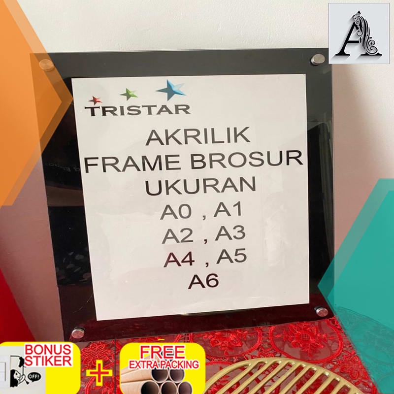 

Promo Akrilik Frame poster dinding A2 /2mm+2mm (background Hitam +clear)