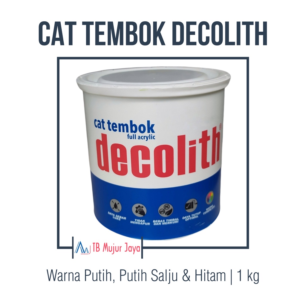 Decolith Cat Tembok 1 Kg Putih SWS Hitam & Hijau READY SEMUA WARNA KECUALI 2 yang tertulis di deskri