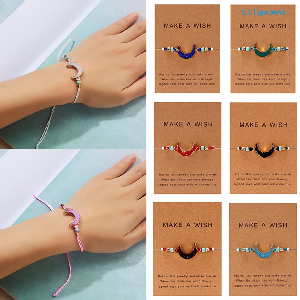 Gelang Manik-Manik Bulan Adjustable Bahan Resin Ramah Kulit Untuk Wanita