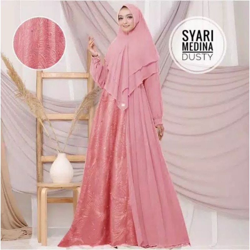 MEDINA SYARI SET KHIMAR cuci gudang // madinah syari gamis brukat