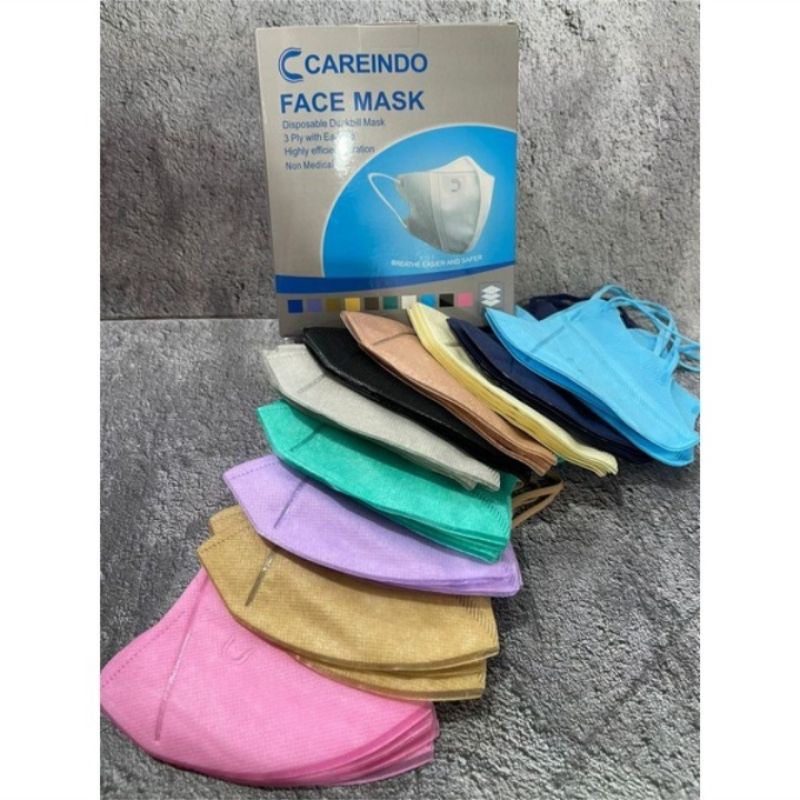 Masker Duckbil Duckbill Dukbil Facemask 3ply Garis (50pcs) Mix Warna Dukbill Dakbil Dakbill Careindo
