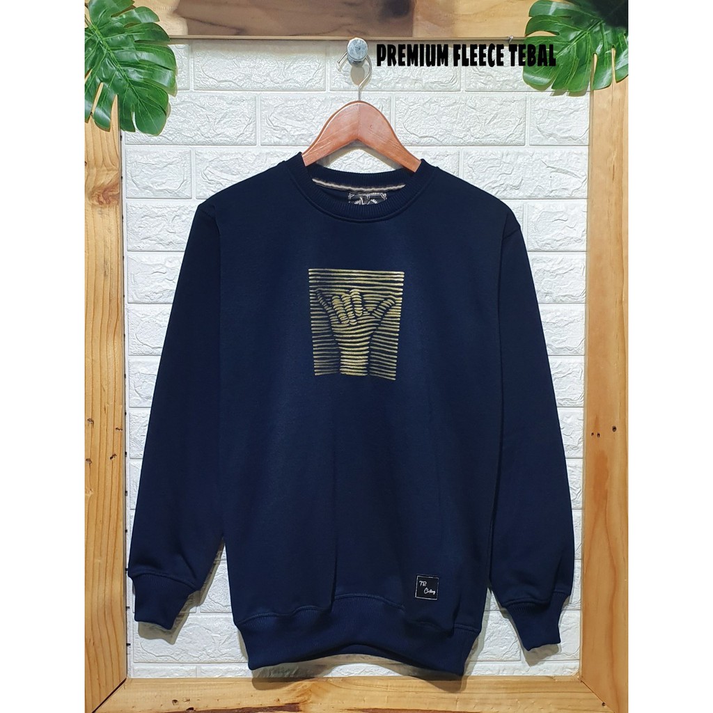 Sweater Oblong Cowok Navy Crewneck Pria Original Biru Dongker Sablon Distro Cowo Brand Lokal Bandung