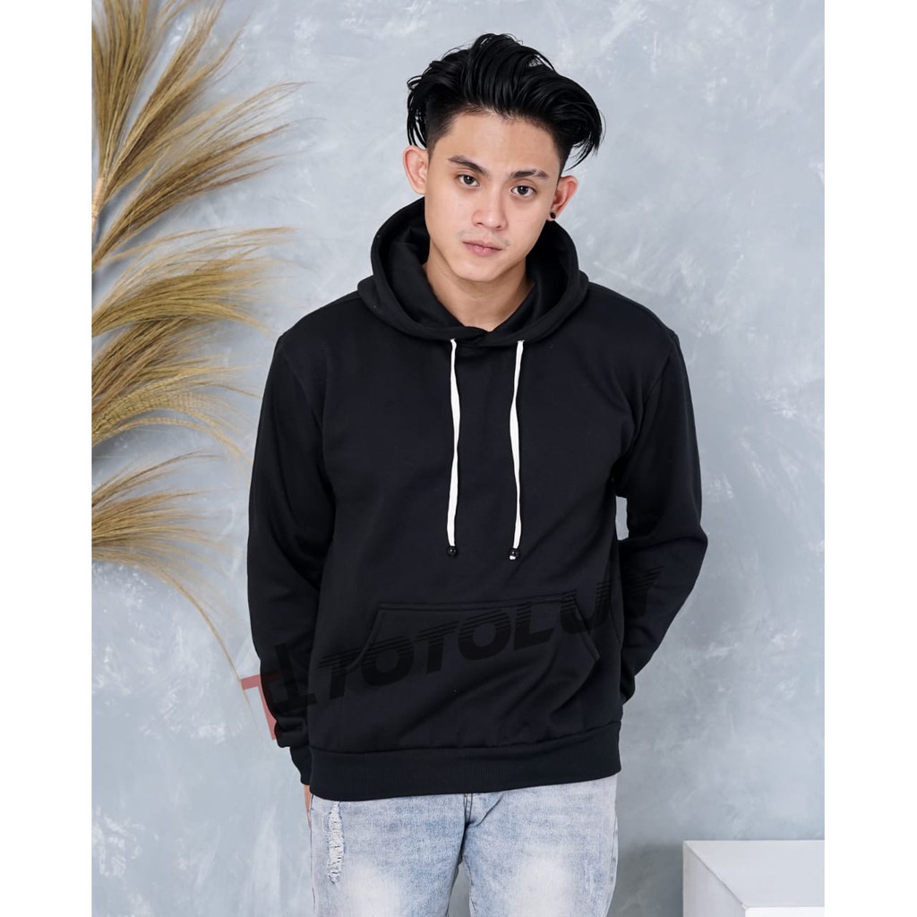 MUKZHOP - SWEATER HOODIE BASIC POLOS / TOTOLUY / SWEATER POLOS / HITAM