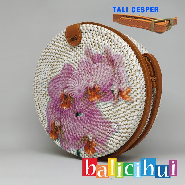 BALICIHUI TAS ROTAN BALI LUKIS ANGGREK