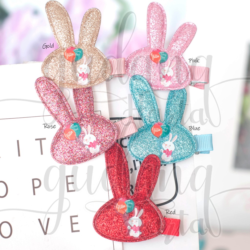 Jepit Rambut Anak Kelinci Rabbit Glitter Kilap Lucu GH 201395