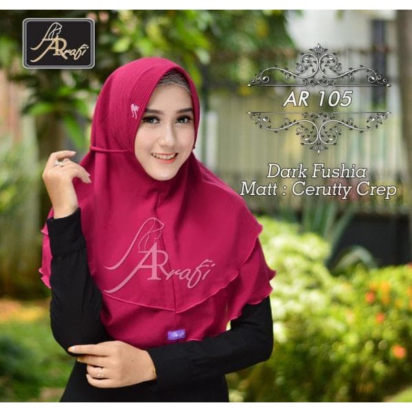 Promo!! Hijab Arrafi Ar 105 Jilbab Kerudung Bergo Ceruty Crepe Al Azhar Terlaris!!