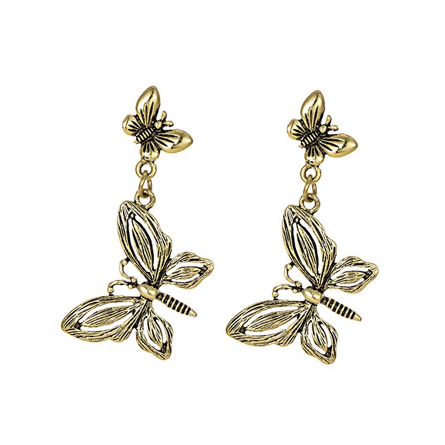 LRC Anting Tusuk Fashion Alloy Butterfly Earrings F92554