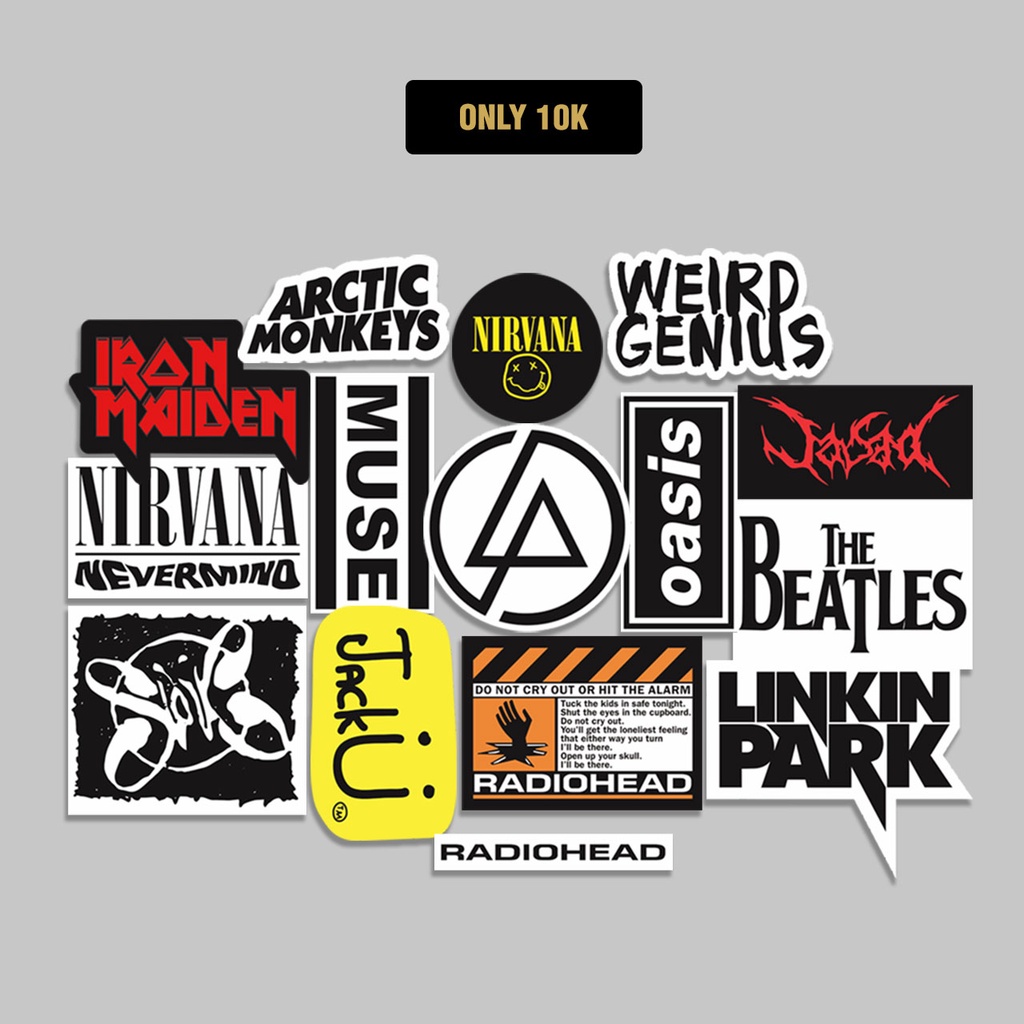 STIKER PACK - 15pcs BAND POP ROCK - STIKER AESTHETIC LAPTOP, AKSESORIS HP, ANTI AIR, MOTIF, HELM