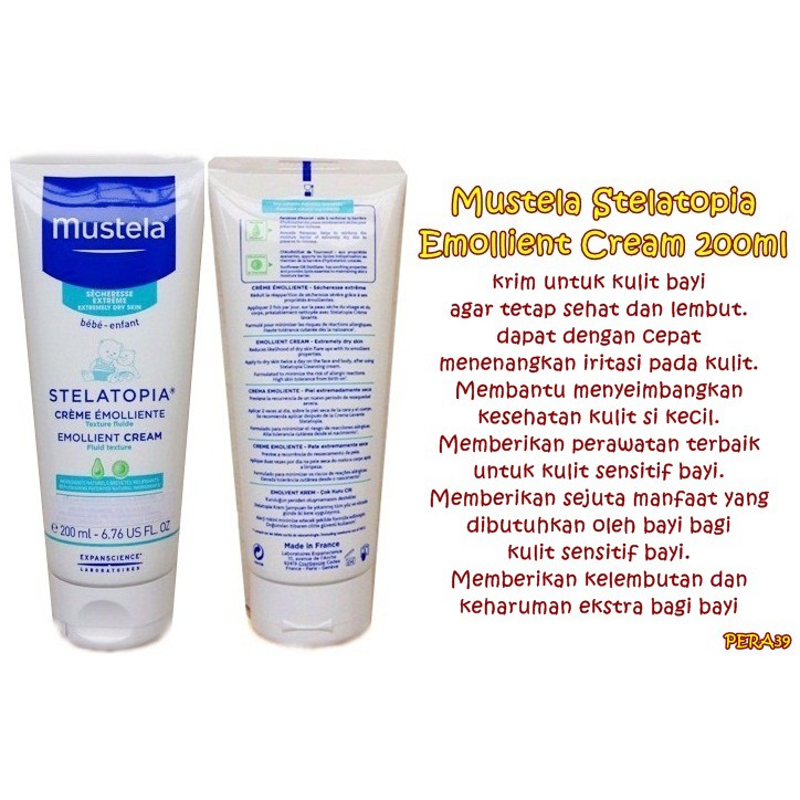 PERA39 MUSTELA STELATOPIA EMOLLIENT CREAM 200 ML CREAM RUAM BAYI exp bln 3 2025