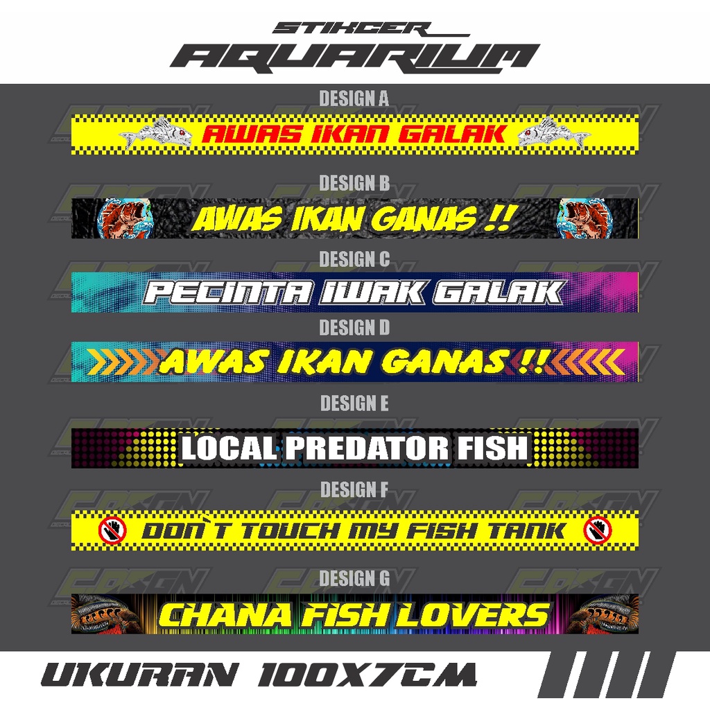 STIKER AQUARIUM , STIKER AQUARIUM DEPAN, BELAKANG, AWAS IKAN GALAK / STIKER LIST DEPAN / STIKER AQUA