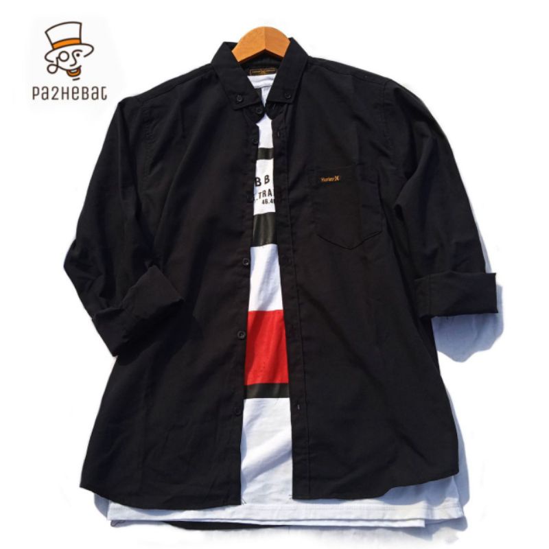 Kemeja pria Kemeja hitam pria lengan panjang kemeja polos hitam pria Kemeja pria lengan panjang keme