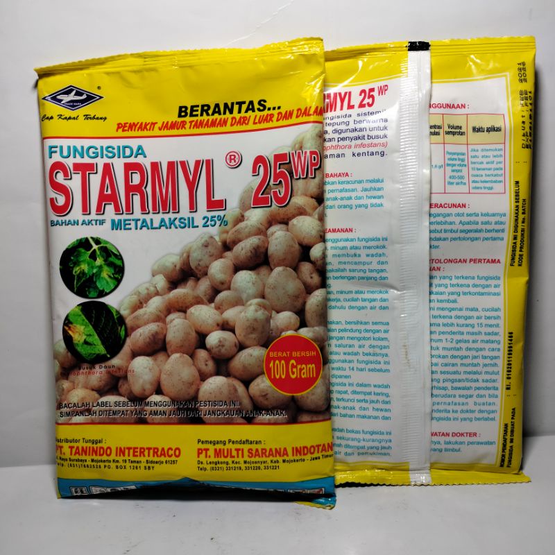 Fungisida Sistemik STARMYL 25 WP 100gram Bahan aktif Metalaksil untuk memberantas jamur dari luar da