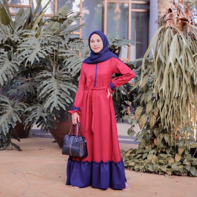 Gamis trendy LD 95cm fit to L sleting depan polos