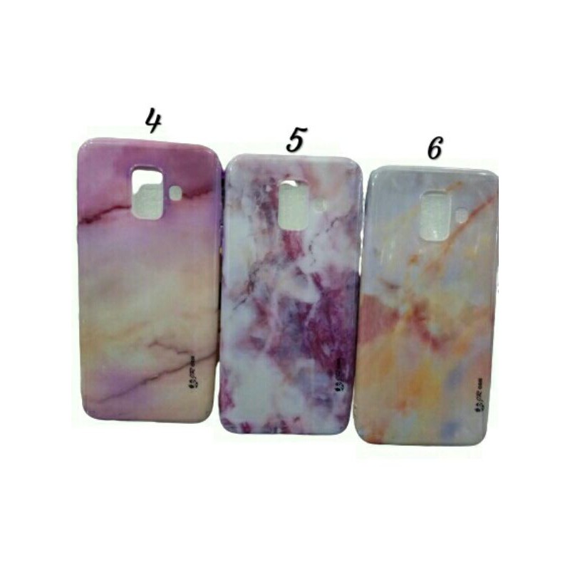 SAMSUNG A6 2018 CASE MARBLE + TEMPERED GLASS DESIGN CASING SOFTCASE