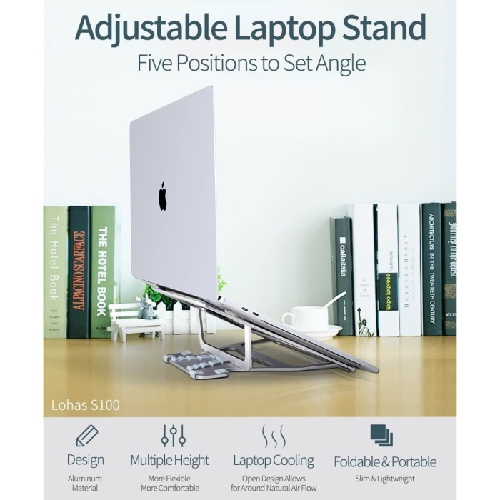 Wiwu-S100 Stand Holder Laptop Universal Bahan Metal Bisa Dilipat Flexible