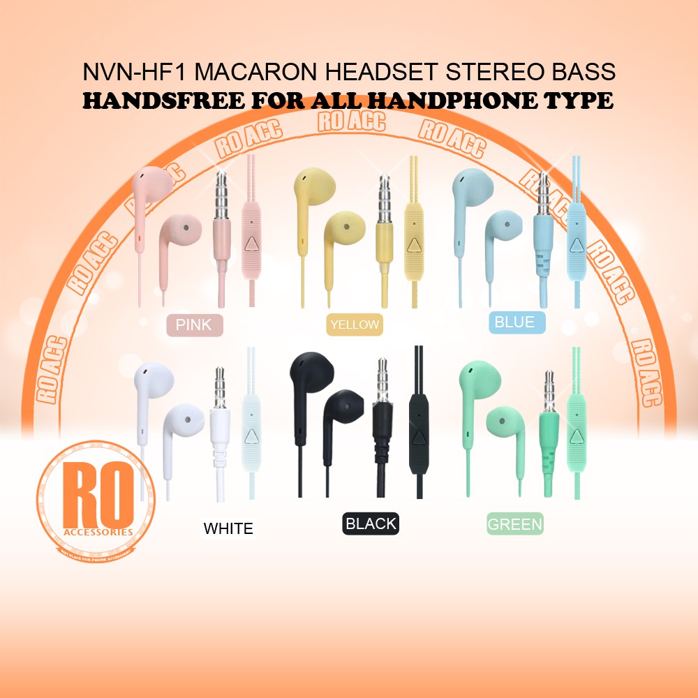 [RO ACC] NVN-HF1 MACARON HEADSET STEREO BASS HANDSFREE ALL TIPE HP