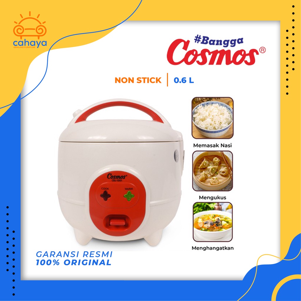 COSMOS RICE COOKER / MAGIC COM CRJ 1001N / CRJ-1001N (0,6 LITER) GARANSI RESMI