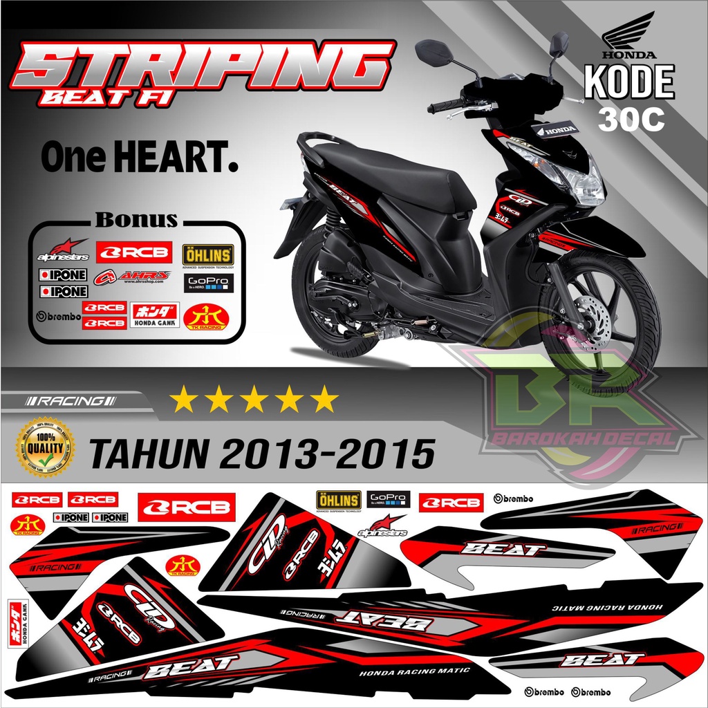 Striping Beat Fi 2013-2016 Stiker Lis Motor Beat Variasi kode 30