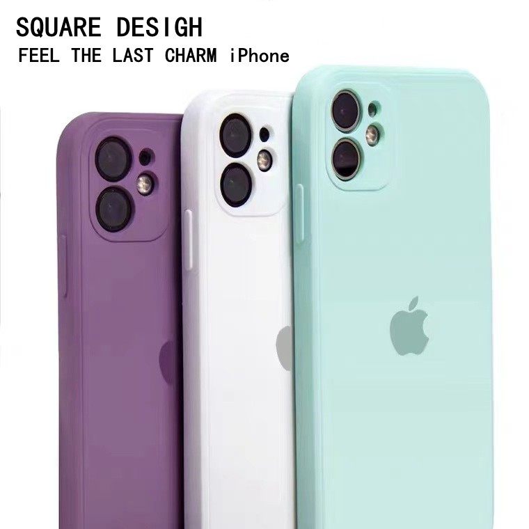 Casing Soft Case Silikon Bentuk Kotak Dengan Lanyard Untuk Iphone 11 Pro Max 12 Mini 12 Pro Max