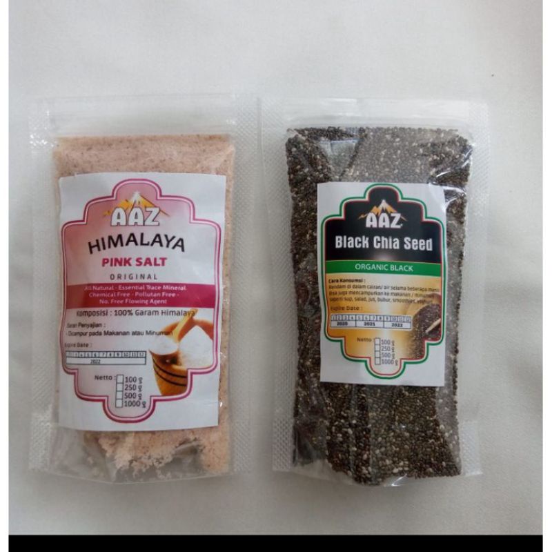 

Paket hemat Chia Seed 100gr + Garam Himalaya 100gr