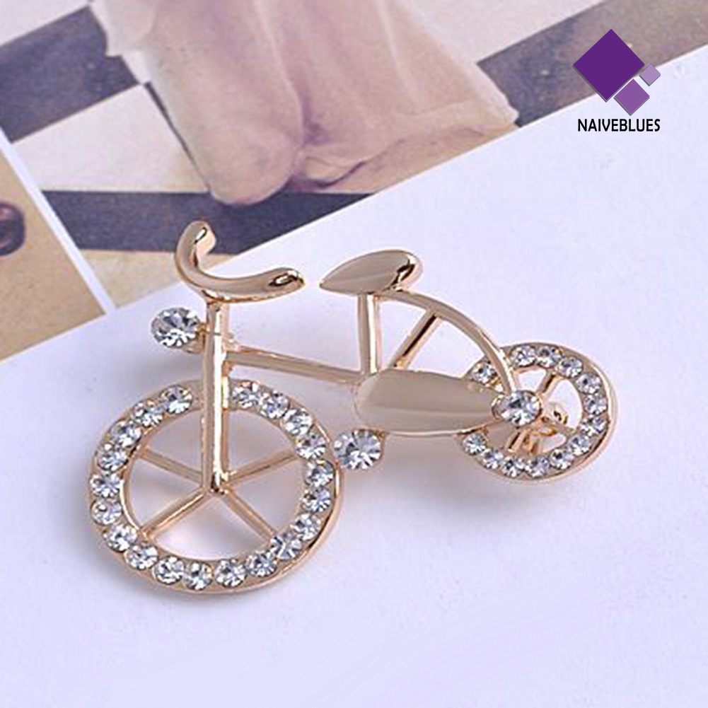 Naiveblue &gt; Bros / Pin Bentuk Sepeda Aksen Berlian Imitasi Bahan Alloy Untuk Aksesoris Wanita