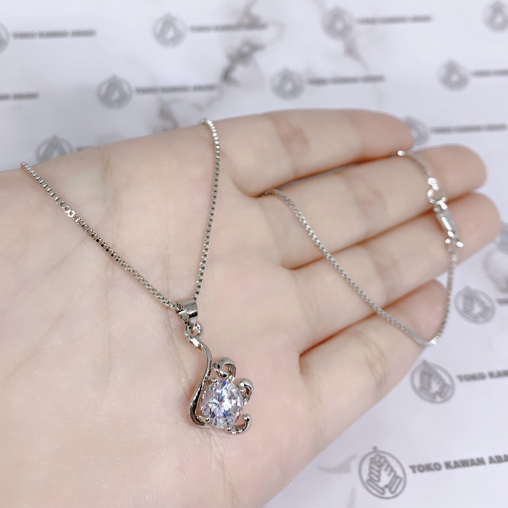 Kalung Xuping Silver Perhiasan Fashion Wanita liontin Permata Love Small *14