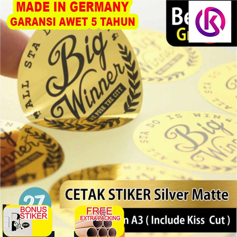 

Promo Cetak Stiker / Print Sticker Label Gold Chrome A3+ & KISS CUT - Size Normal