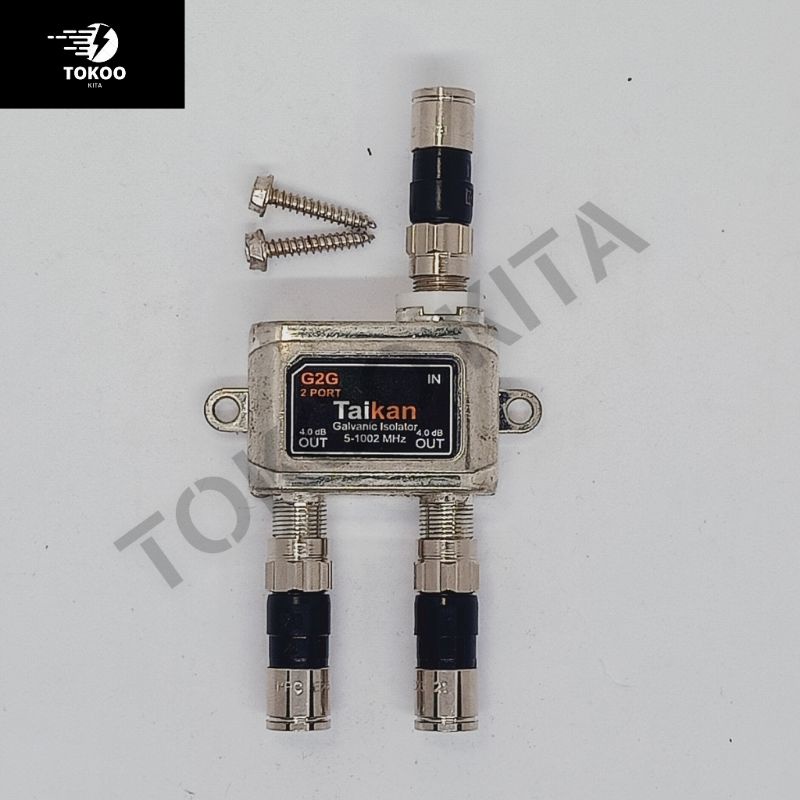 Spliter Antena TV Cabang 2 way Splitter Signal + Drat Connector Compre