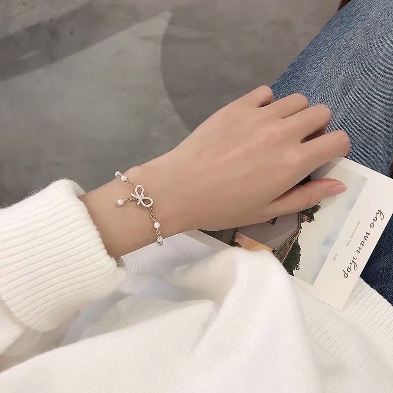 Gelang Bangle Hias Mutiara Kristal Gaya Korea Untuk Wanita-4
