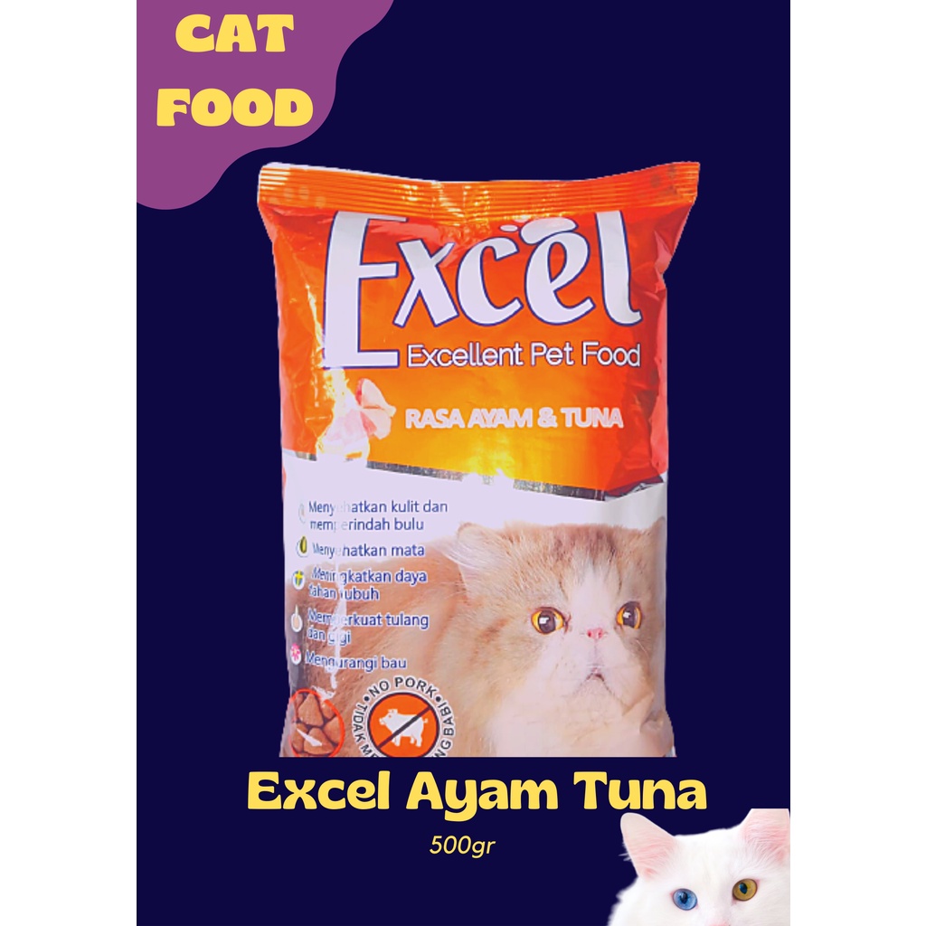 Excel 500gr Ayam Tuna Orange Dry Food Makanan Kucing