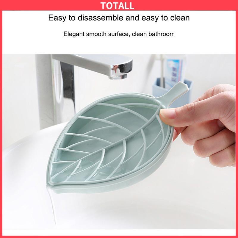 COD Kotak Sabun Daun Kreatif Kamar Mandi Gratis Punch Suction Cup Toilet Drain Soap Rack-Totall