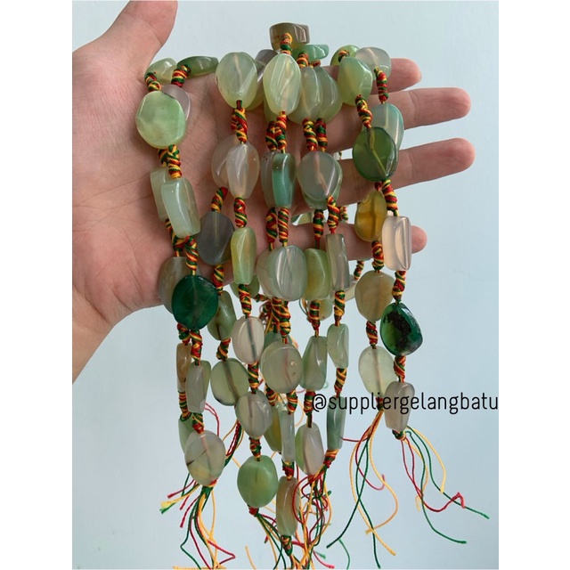 manik Batu alam carnelian 30 x 20mm GREEN hijauputih classic premium