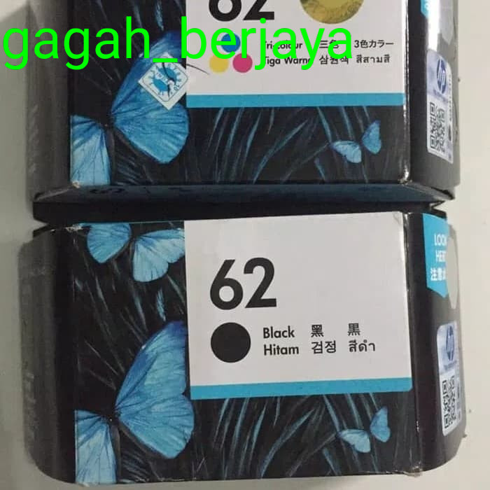 Paket Tinta Hp 62 Black + Colour Ink cartridge Original