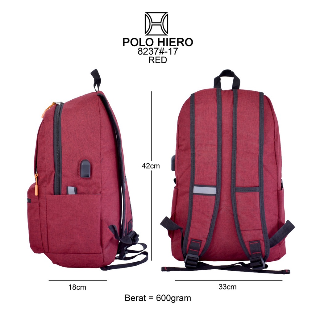 Tas Ransel Polo Hiero 8237 [Free Kabel USB,Free Rain Cover]