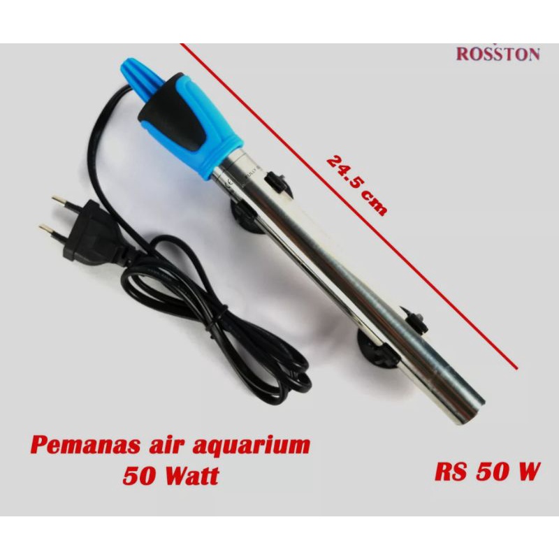 HEATER STAINLES STELL ROSTON/ HEATER 50w/ PENGHANGAT AIR AQUARIUM